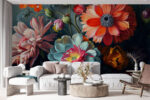 Wall mural Vibrant blooms in artistic display