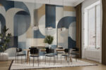 Wall mural Wall murals Colorful art piece with curved shapes