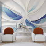 Wall mural White and blue swirls - Image 2