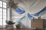 Wall mural White and blue swirls