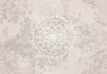 White and gray mandala wall mural wallpaper in a modern living room