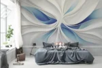Wall mural White and blue swirls - Image 3